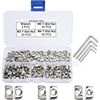 Tuercas en T M3 M4 M5 T-Nuts de Acero al Carbono Niquelado con 4 Llaves Allen para 20 Series Perfil de Aluminio 184…
